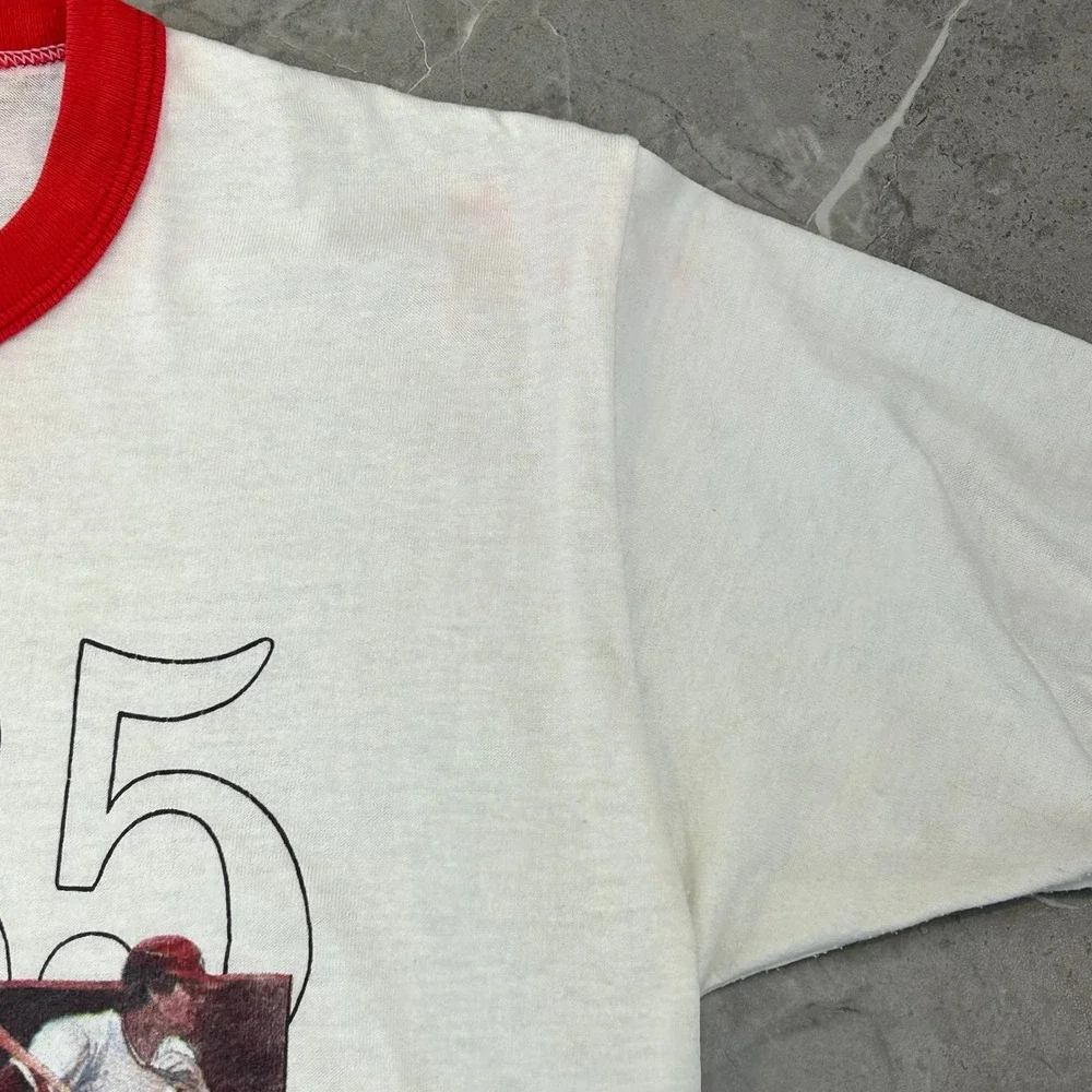 80s Vintage Pete Rose Graphic Ringer Tee Mens Medium Philadelphia Phillies Shirt